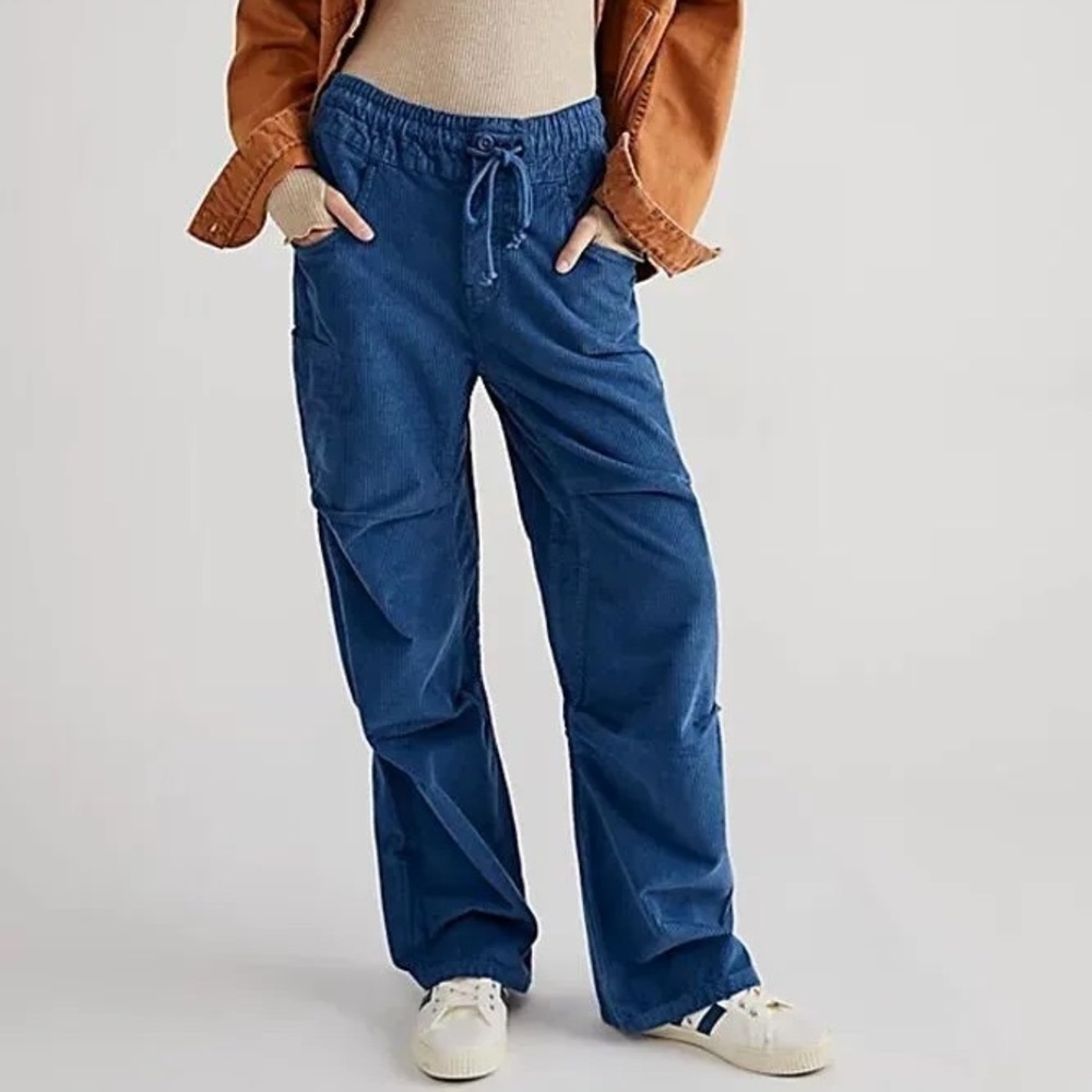 Free People We The Free Modern Love Pull On Cord Jeans Blue Size Medium